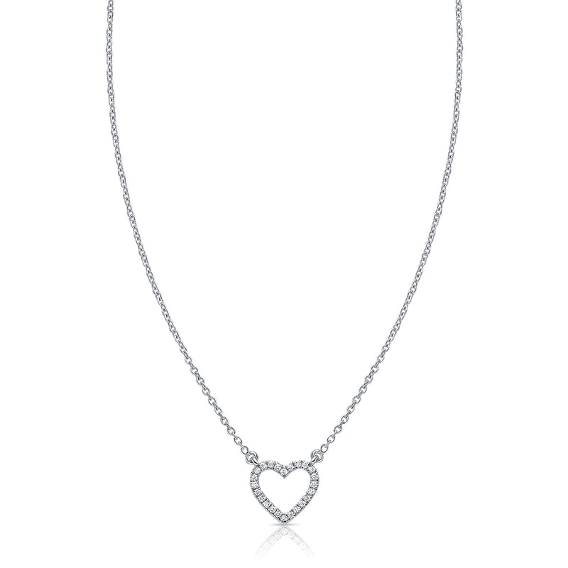 14K Gold Open Diamond Heart Necklace