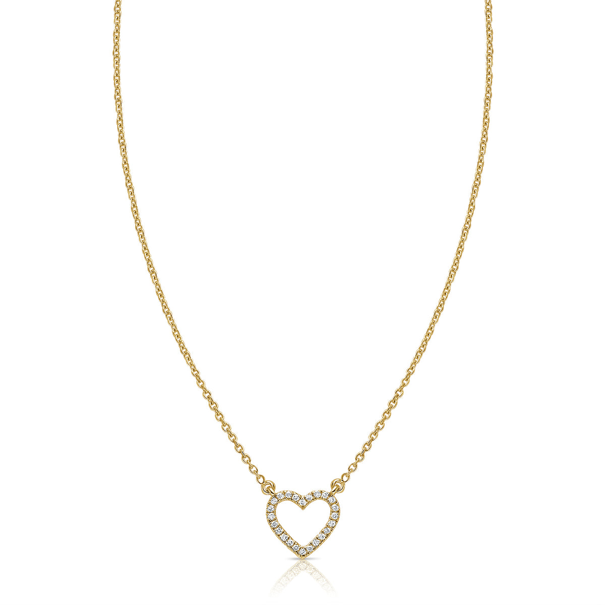 14K Gold Open Diamond Heart Necklace
