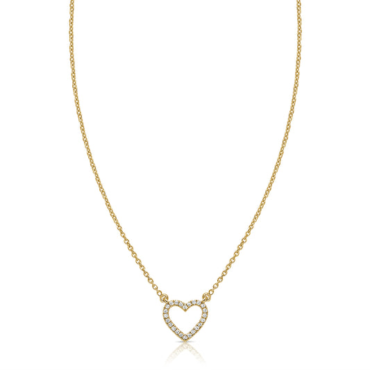 14K Gold Open Diamond Heart Necklace