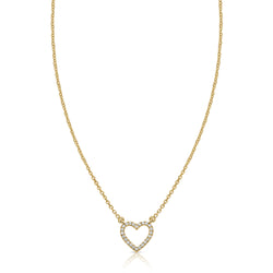 14K Gold Open Diamond Heart Necklace