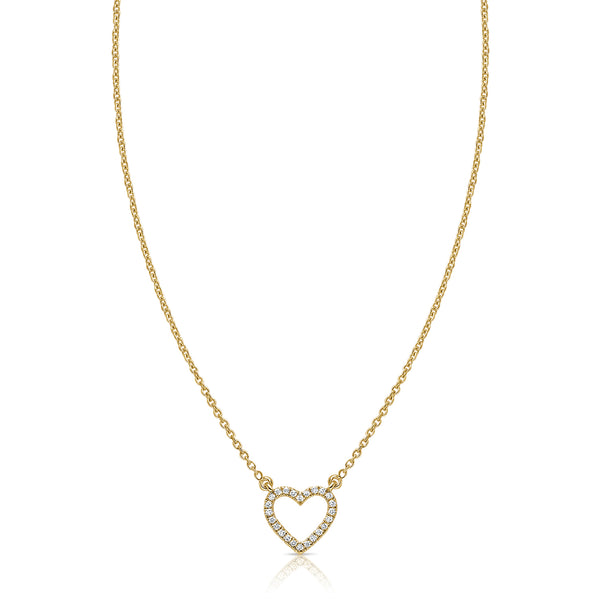 14K Gold Open Diamond Heart Necklace