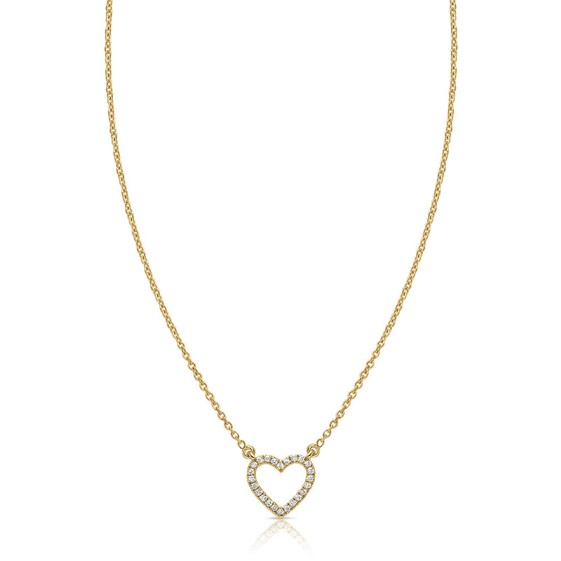 14K Gold Open Diamond Heart Necklace