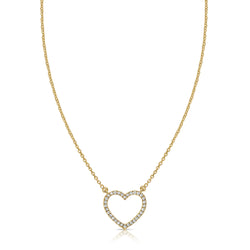 14K Gold Diamond Outline Heart Necklace