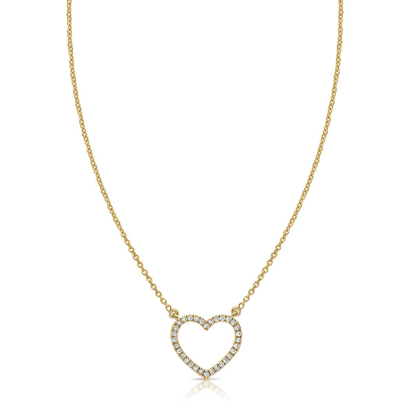 14K Gold Diamond Outline Heart Necklace