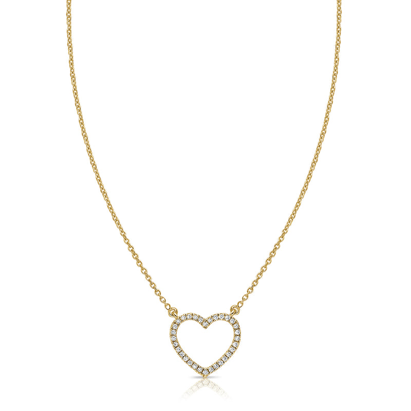 14K Gold Diamond Outline Heart Necklace