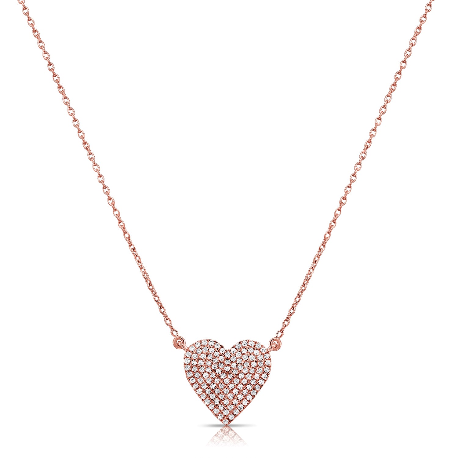 0.21ct Natural Diamond Pavé Heart Necklace in 14K Gold