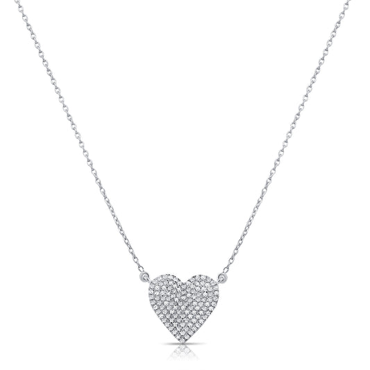 0.21ct Natural Diamond Pavé Heart Necklace in 14K Gold