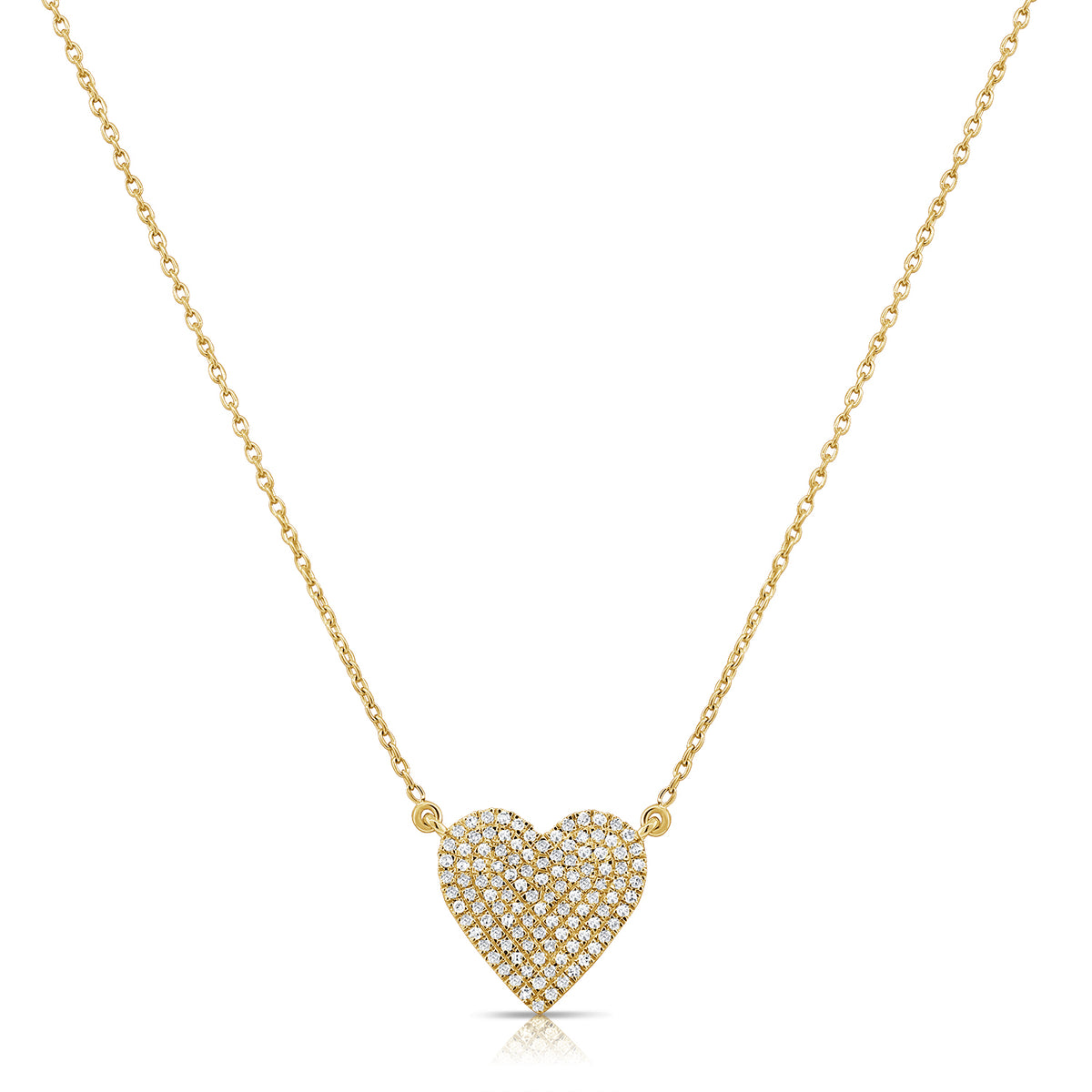 0.21ct Natural Diamond Pavé Heart Necklace in 14K Gold