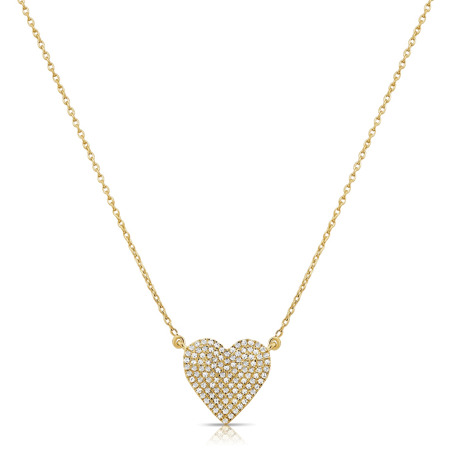 0.21ct Natural Diamond Pavé Heart Necklace in 14K Gold