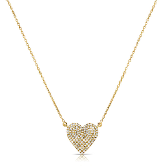 0.21ct Natural Diamond Pavé Heart Necklace in 14K Gold