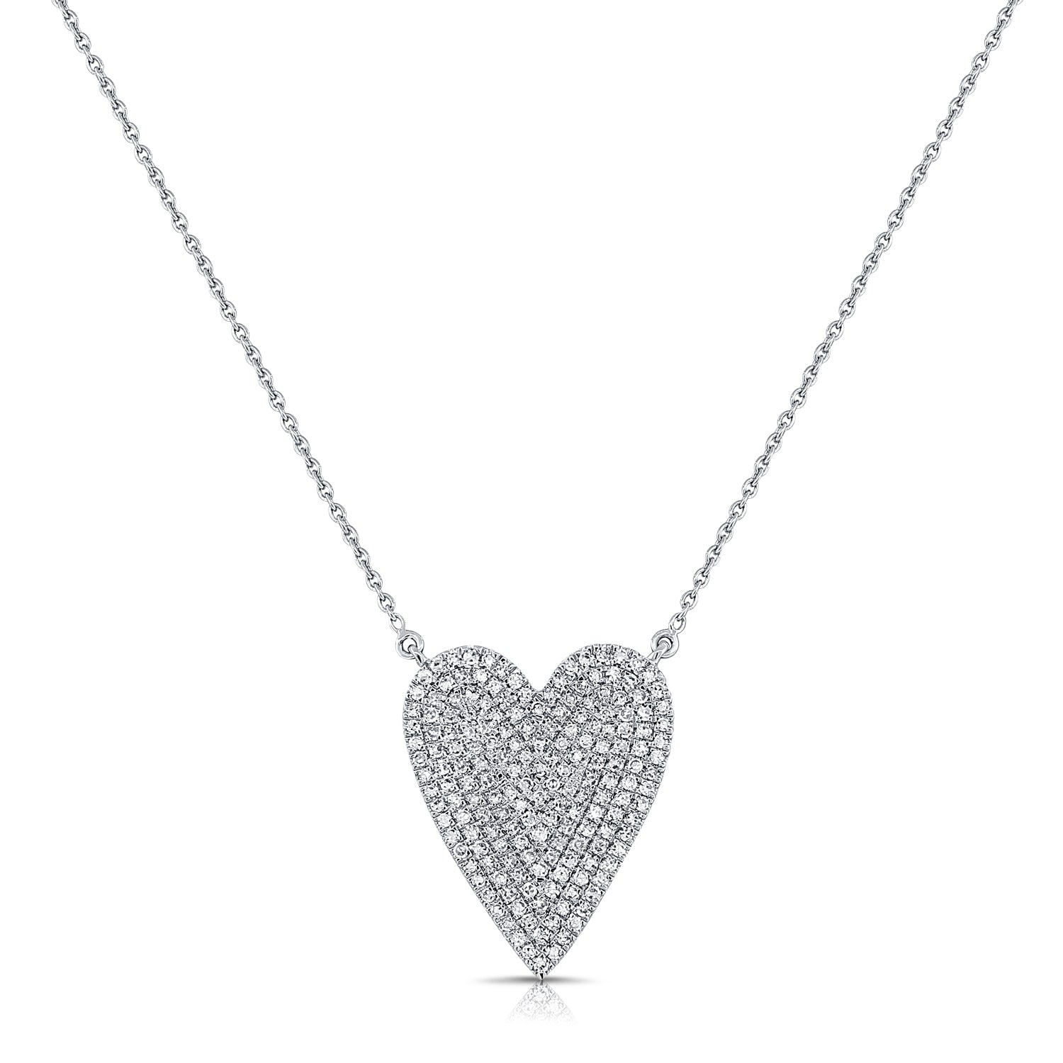 0.51ct Natural Diamond Pavé Heart Necklace in 14K Gold