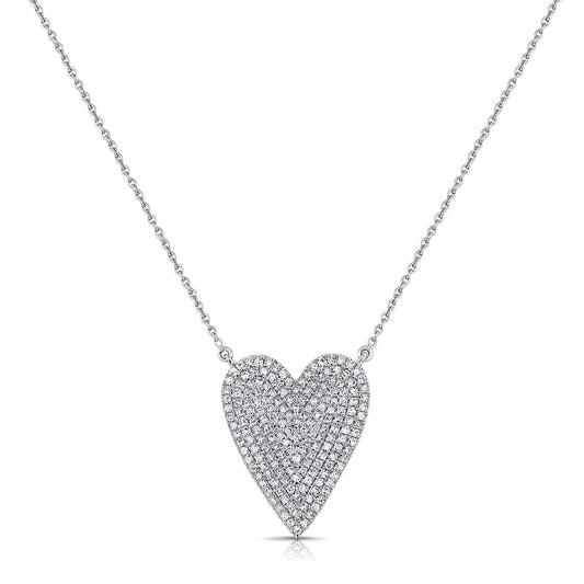 0.51ct Natural Diamond Pavé Heart Necklace in 14K Gold