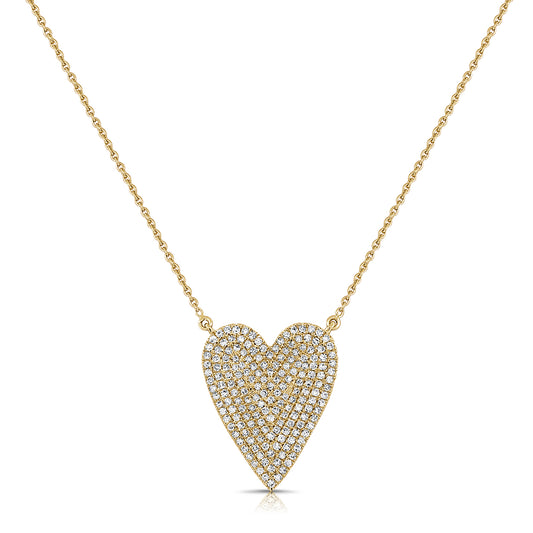 0.51ct Natural Diamond Pavé Heart Necklace in 14K Gold