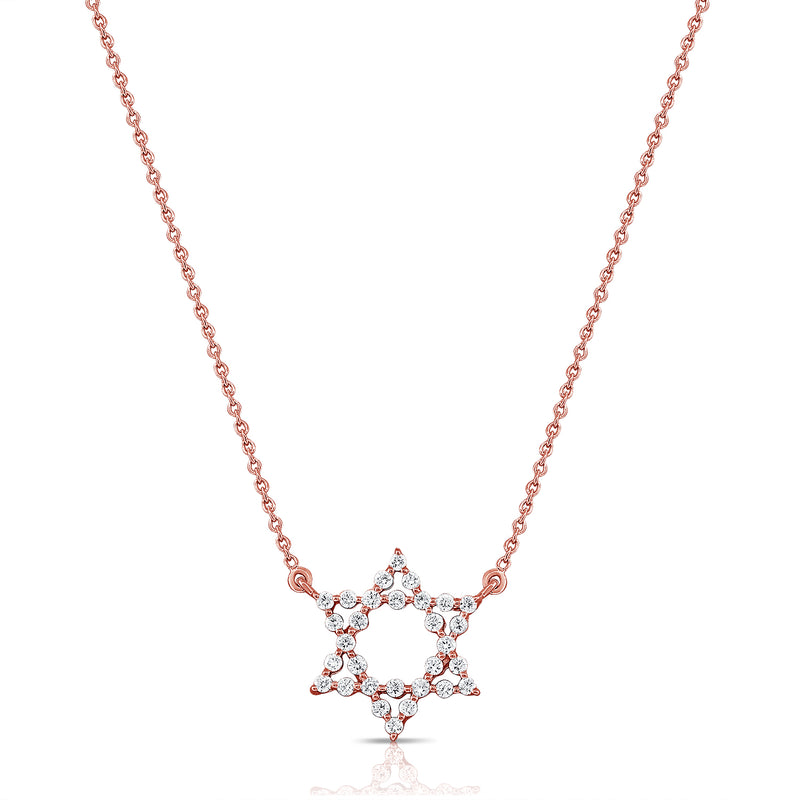 Star of David Diamond Necklace made in 14K Gold