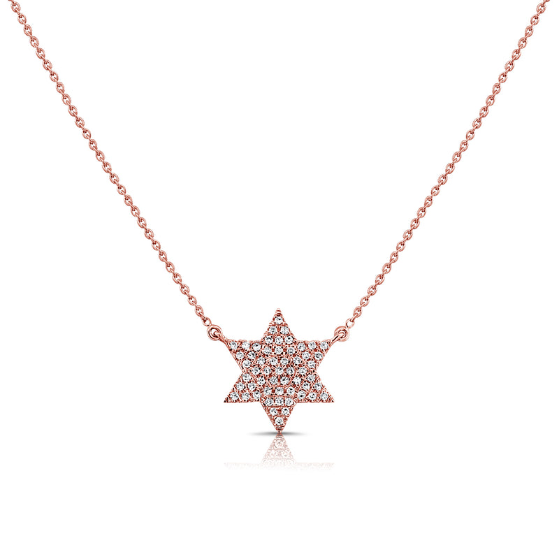 14K Gold Star of David Necklace with Diamonds