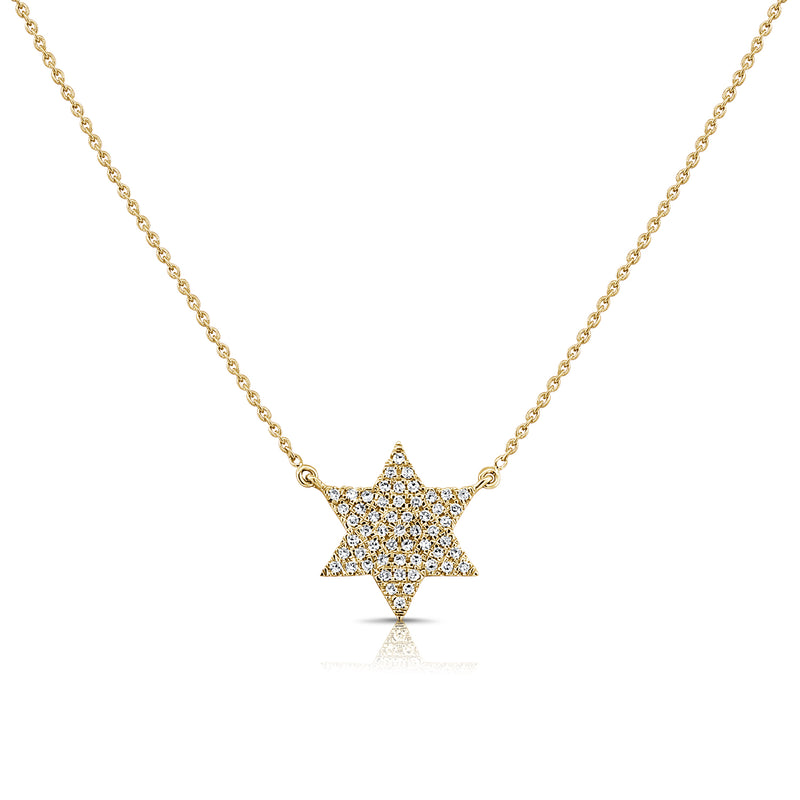 14K Gold Star of David Necklace with Diamonds