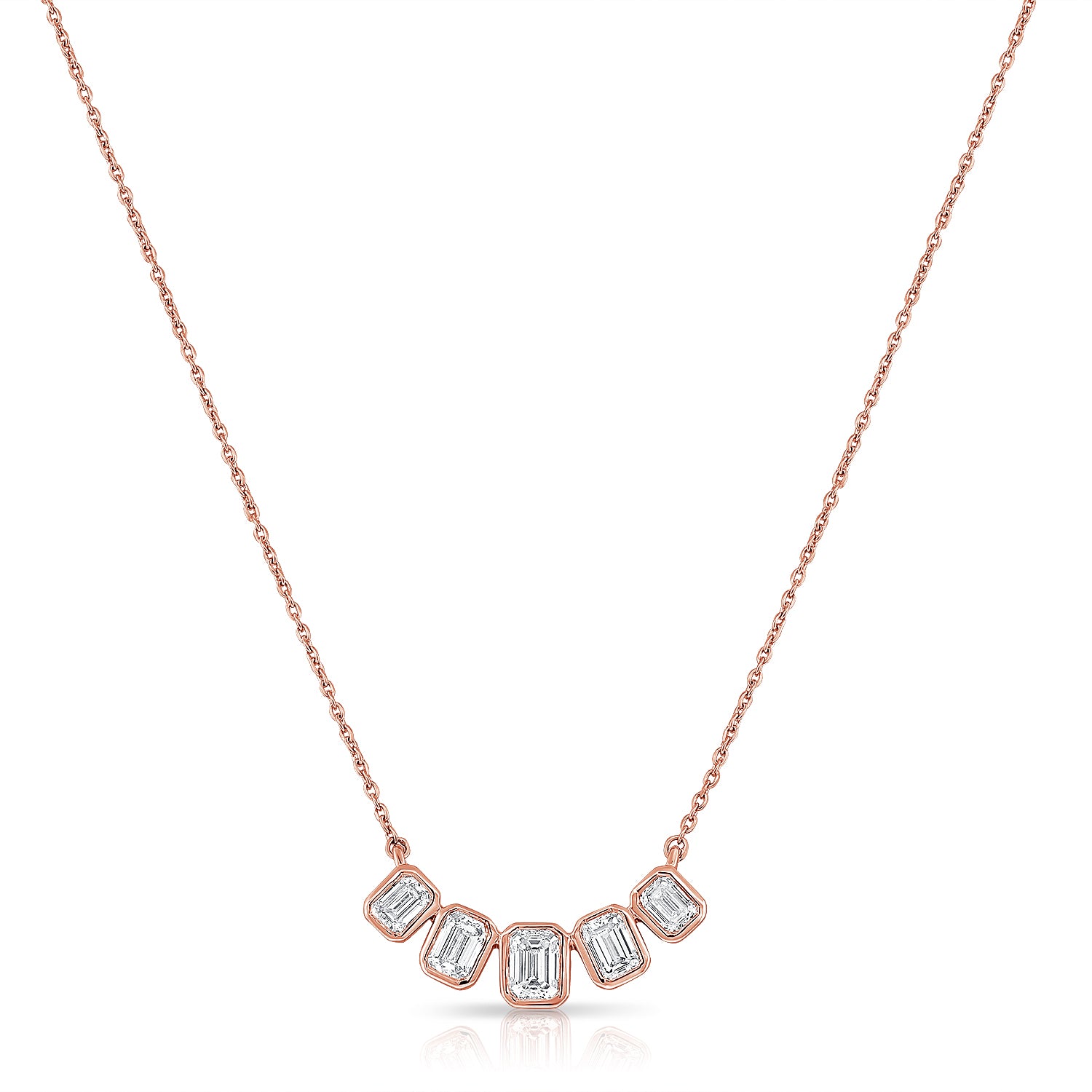 1.00ct Emerald-Cut Diamond Bezel Station Necklace in 14K Gold
