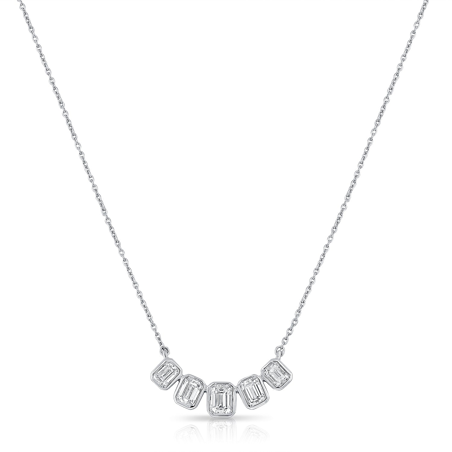 1.00ct Emerald-Cut Diamond Bezel Station Necklace in 14K Gold