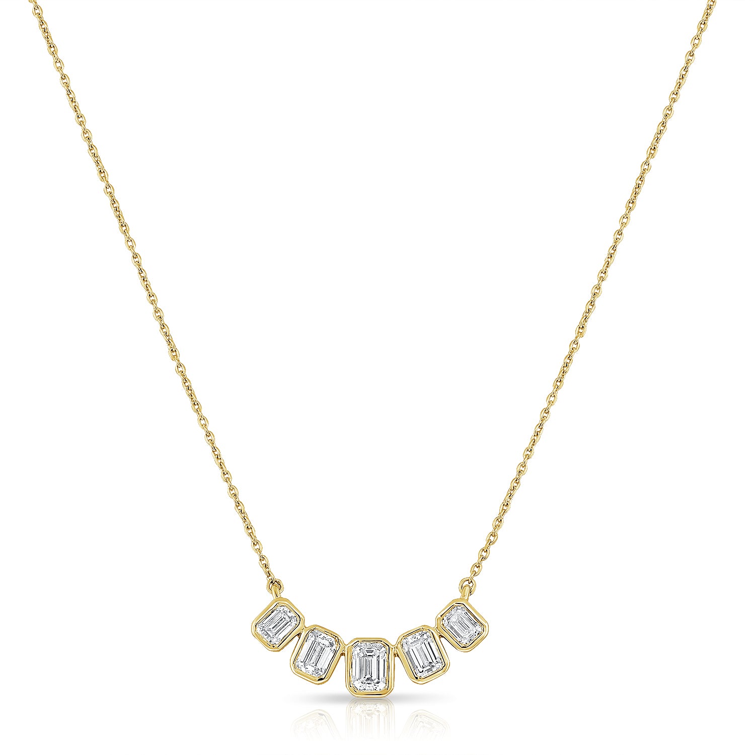 1.00ct Emerald-Cut Diamond Bezel Station Necklace in 14K Gold