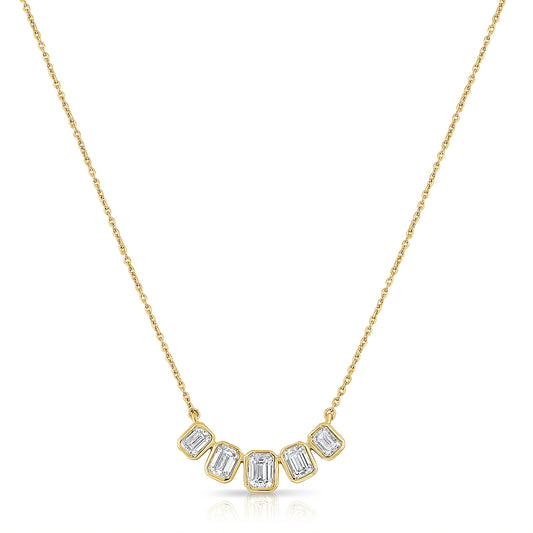1.00ct Emerald-Cut Diamond Bezel Station Necklace in 14K Gold