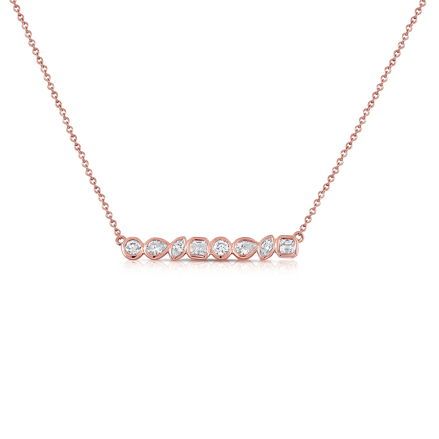 0.52ct Multi-Shape Diamond Bezel Necklace in 14K Gold