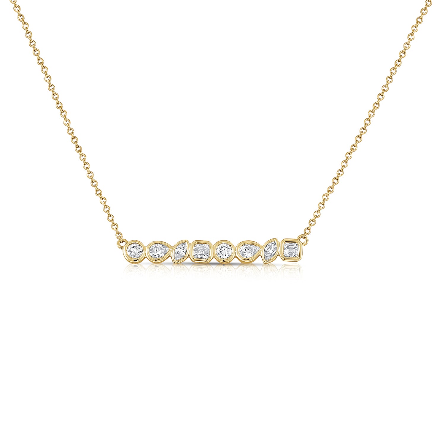 0.52ct Multi-Shape Diamond Bezel Necklace in 14K Gold