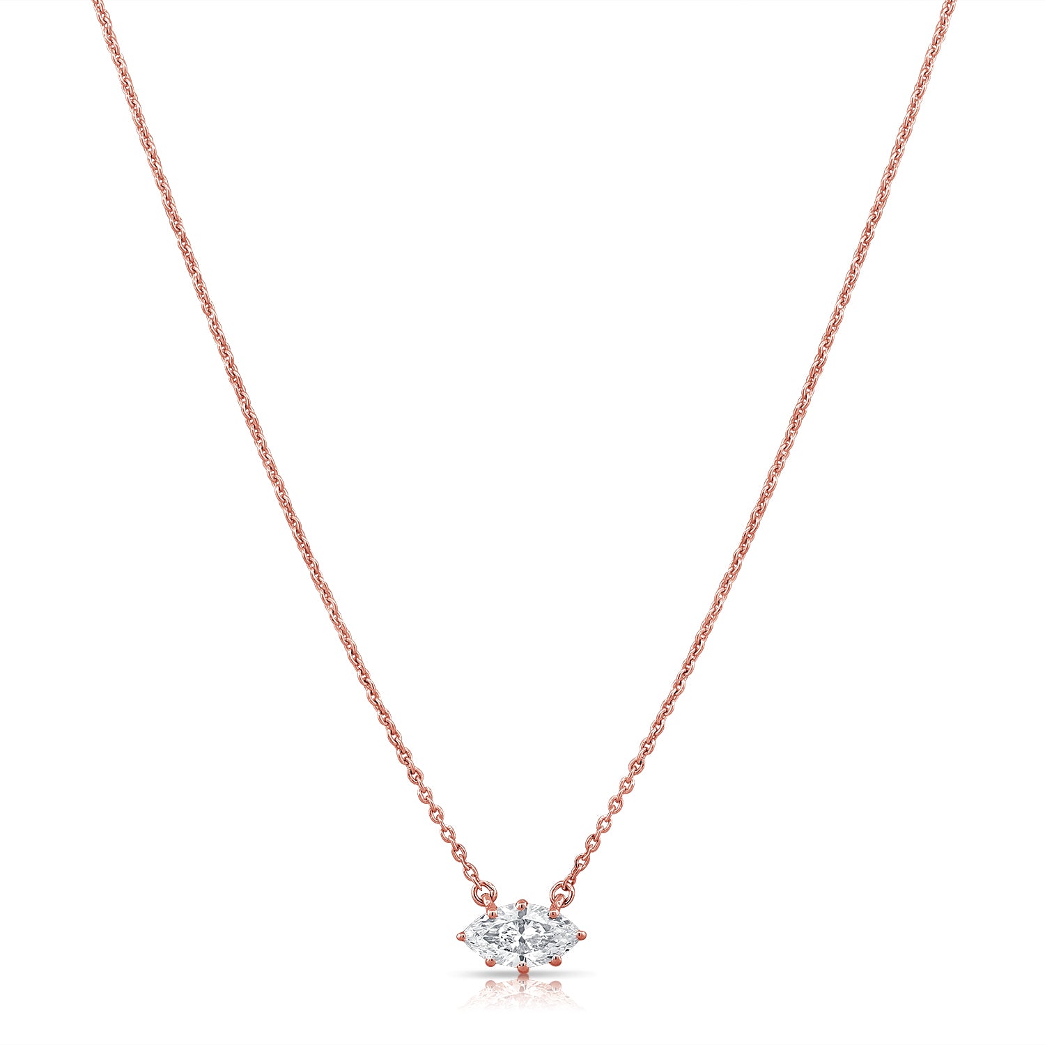 1.00ct Marquise Diamond Solitaire Necklace in 14K Gold