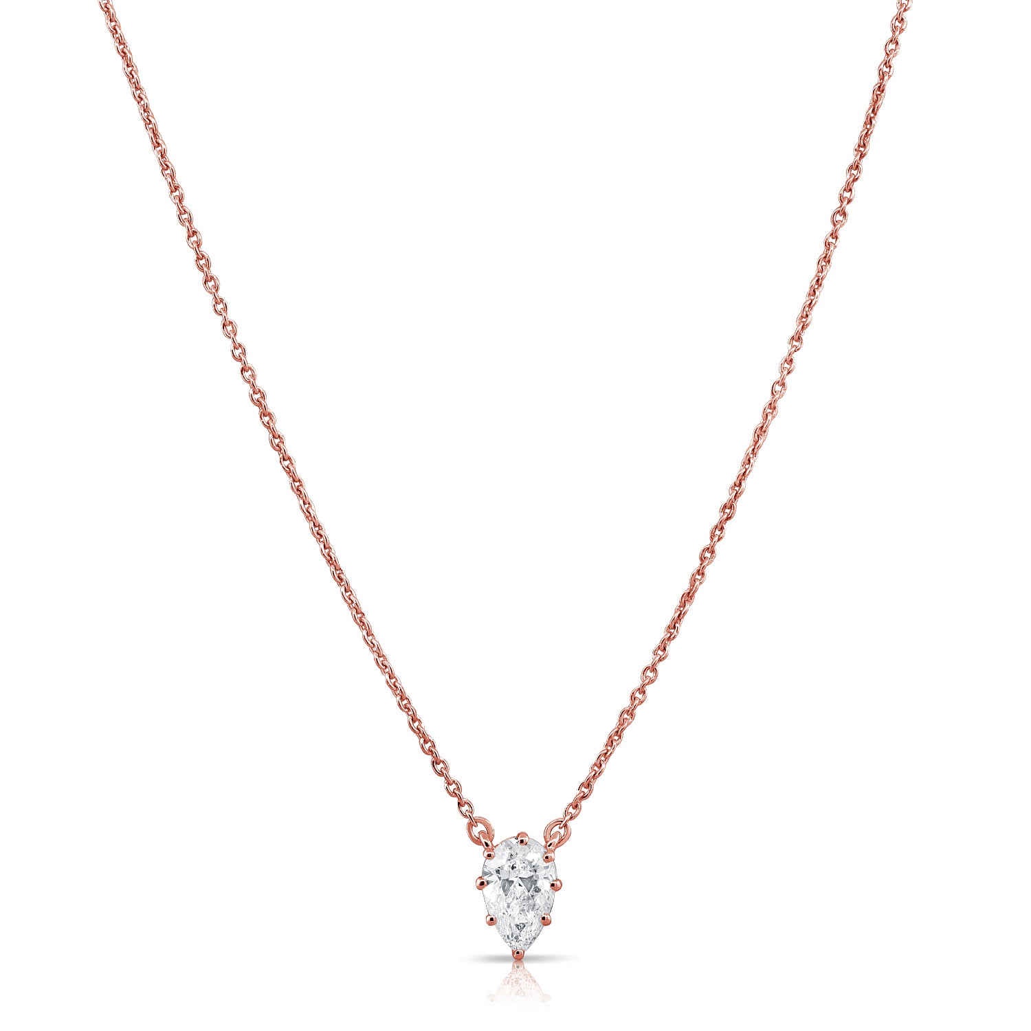 0.50ct Pear Diamond Solitaire Necklace in 14K Gold