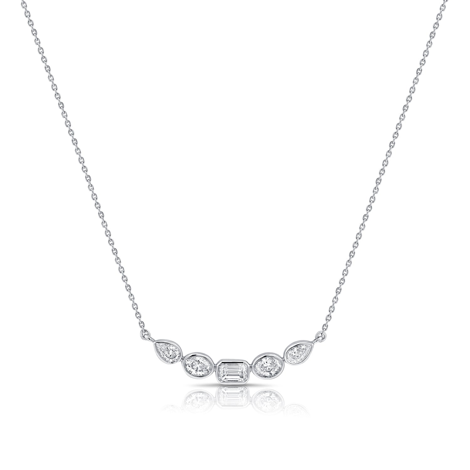 14K Gold 0.68ct Diamond Bezel Pendant Necklace (Pear, Oval & Emerald Cuts)