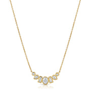 14K Gold 0.56ct Multi-Shape Diamond Bezel Pendant Necklace