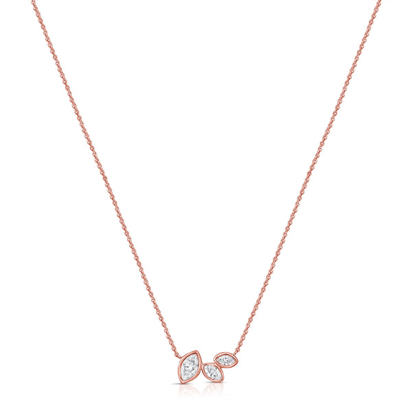 14K Gold Marquise Diamond Trio Necklace (0.42 Carat) – Bezel-Set Pendant
