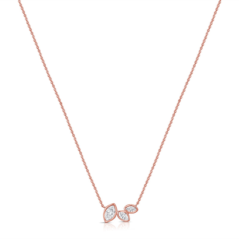 14K Gold Marquise Diamond Trio Necklace (0.42 Carat) – Bezel-Set Pendant