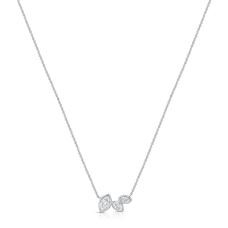 14K Gold Marquise Diamond Trio Necklace (0.42 Carat) – Bezel-Set Pendant
