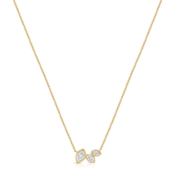 14K Gold Marquise Diamond Trio Necklace (0.42 Carat) – Bezel-Set Pendant