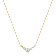 14K Gold 0.48ct Oval, Pear & Round Diamond Bezel Station Necklace