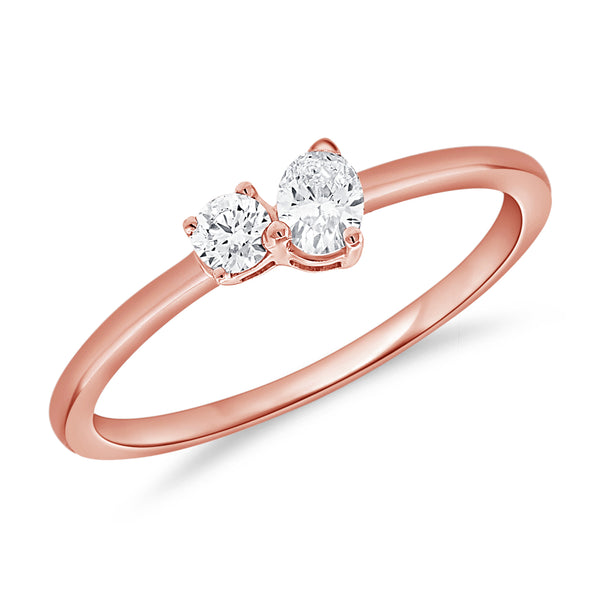 Elegant 0.25 Carat Round and Oval Diamond Ring in 14K Gold