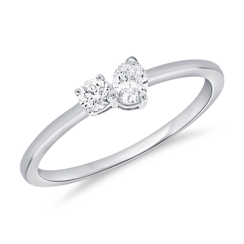 Elegant 0.25 Carat Round and Oval Diamond Ring in 14K Gold