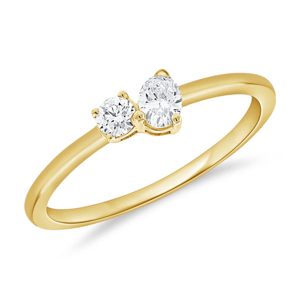 Elegant 0.25 Carat Round and Oval Diamond Ring in 14K Gold