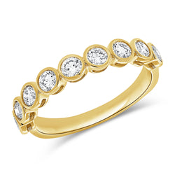 Classic 14K Gold Bezel-Set Diamond Ring with 0.74 Carats