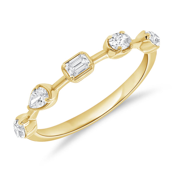 Elegant 14K Gold Multi-Cut Diamond Band with 0.36 Carats