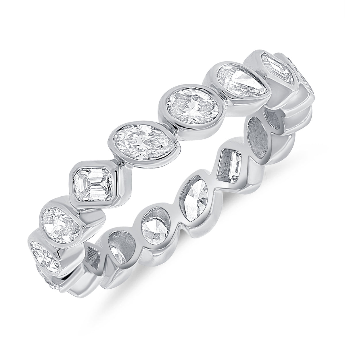 Stunning 14K Gold Multi-Cut Lab Grown Diamond Eternity Band
