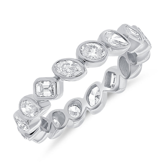 Stunning 14K Gold Multi-Cut Lab Grown Diamond Eternity Band