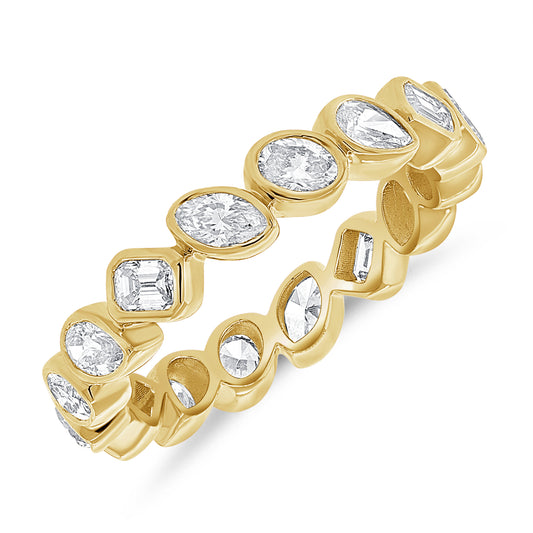 Stunning 14K Gold Multi-Cut Lab Grown Diamond Eternity Band