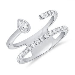 14K Gold Pear & Round Diamond Wrap Ring (0.57 Carat) – Contemporary Open Band in White, Yellow, or Rose Gold