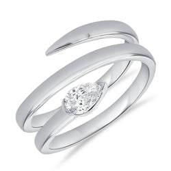 14K Gold Pear-Shaped Diamond Wrap Ring (0.29 Carat) – Bezel-Set Solitaire Band in White, Yellow, or Rose Gold