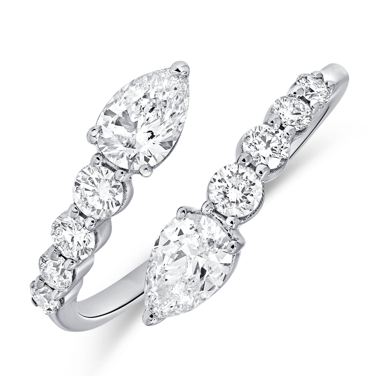 14K Gold Pear & Round Diamond Wrap Ring - 1.10 Carat