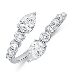 14K Gold Pear & Round Diamond Wrap Ring (1.10 Carat) – Open Band Statement Ring in White, Yellow, or Rose Gold
