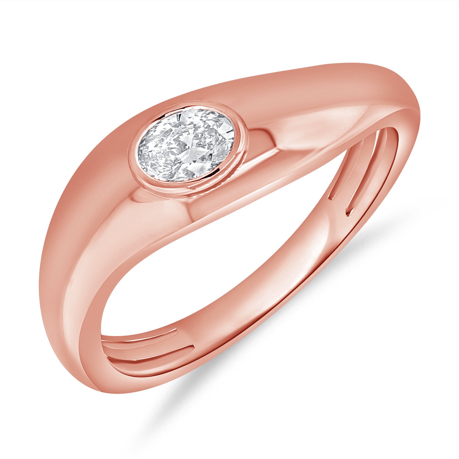 0.27 Carat Oval Cut Diamond Bezel-Set Ring