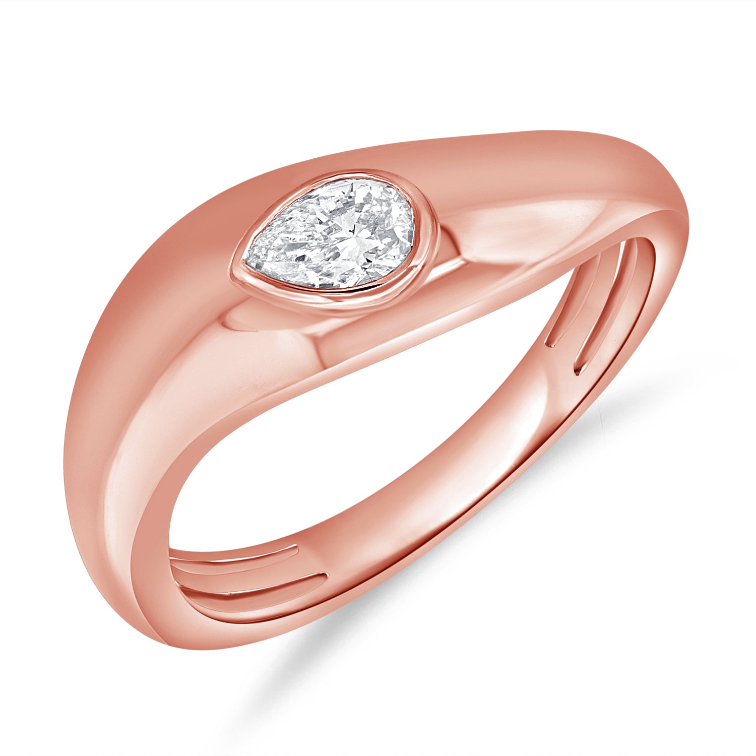 0.28 Carat Pear Cut Diamond Bezel-Set Ring