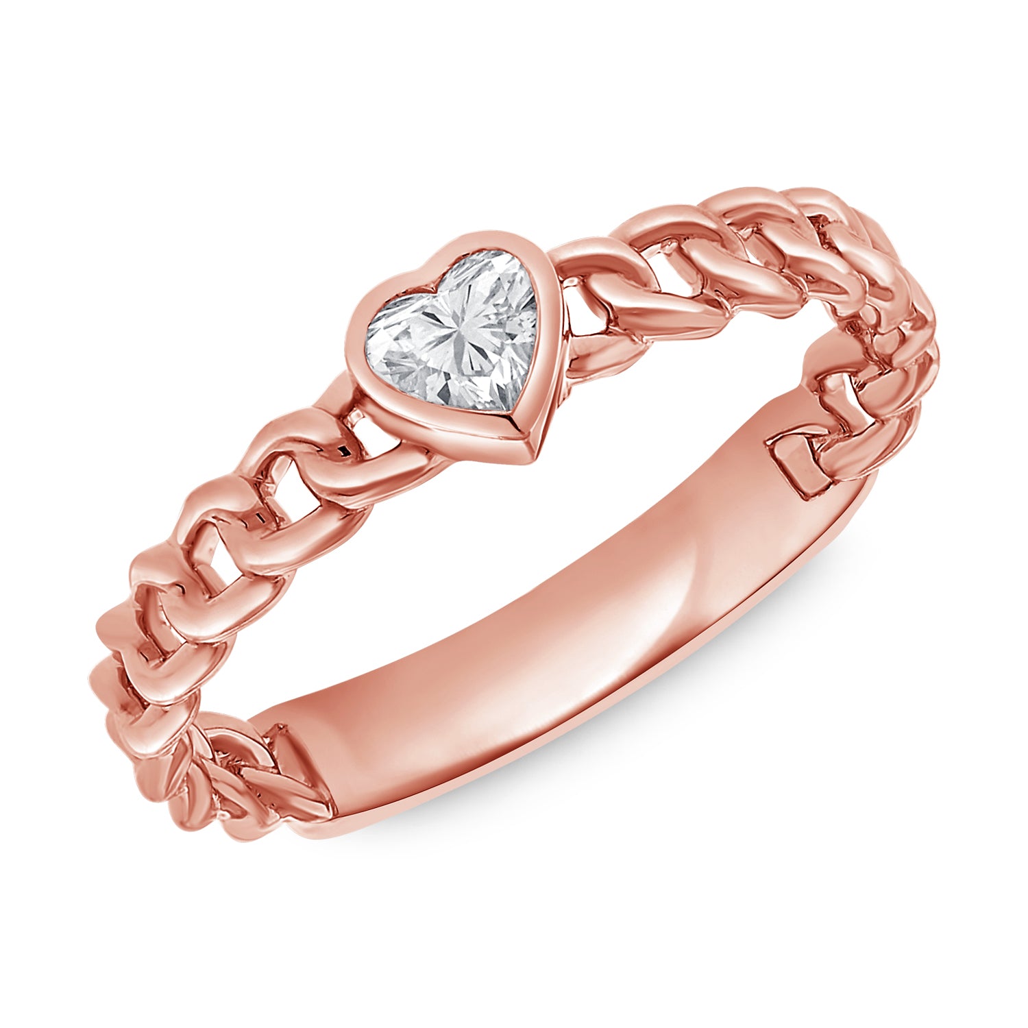 0.25CT Heart-Shaped Diamond Chain Ring